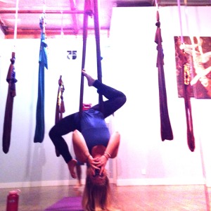 Me! At my aerial yoga class.